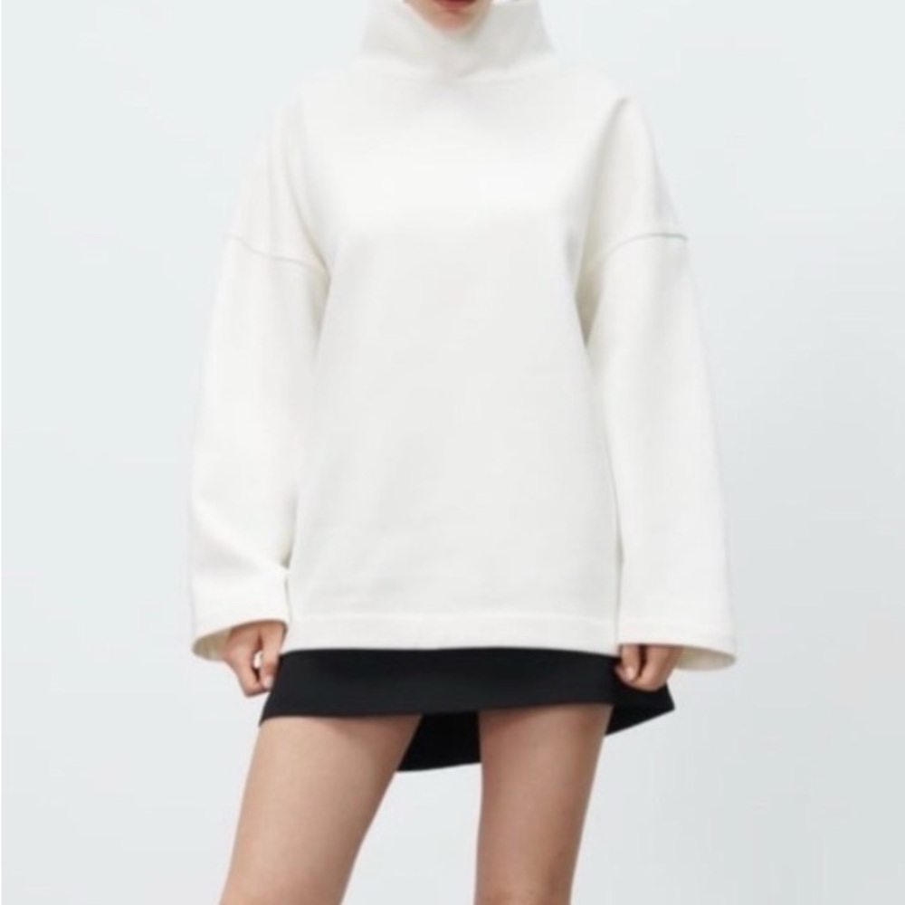 Zara. Oversized Turtle Neck Thick & Plush Sweatshirt. Sz Small/ Medium